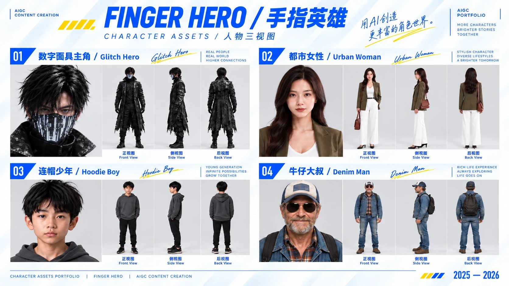 手指英雄人物三视图