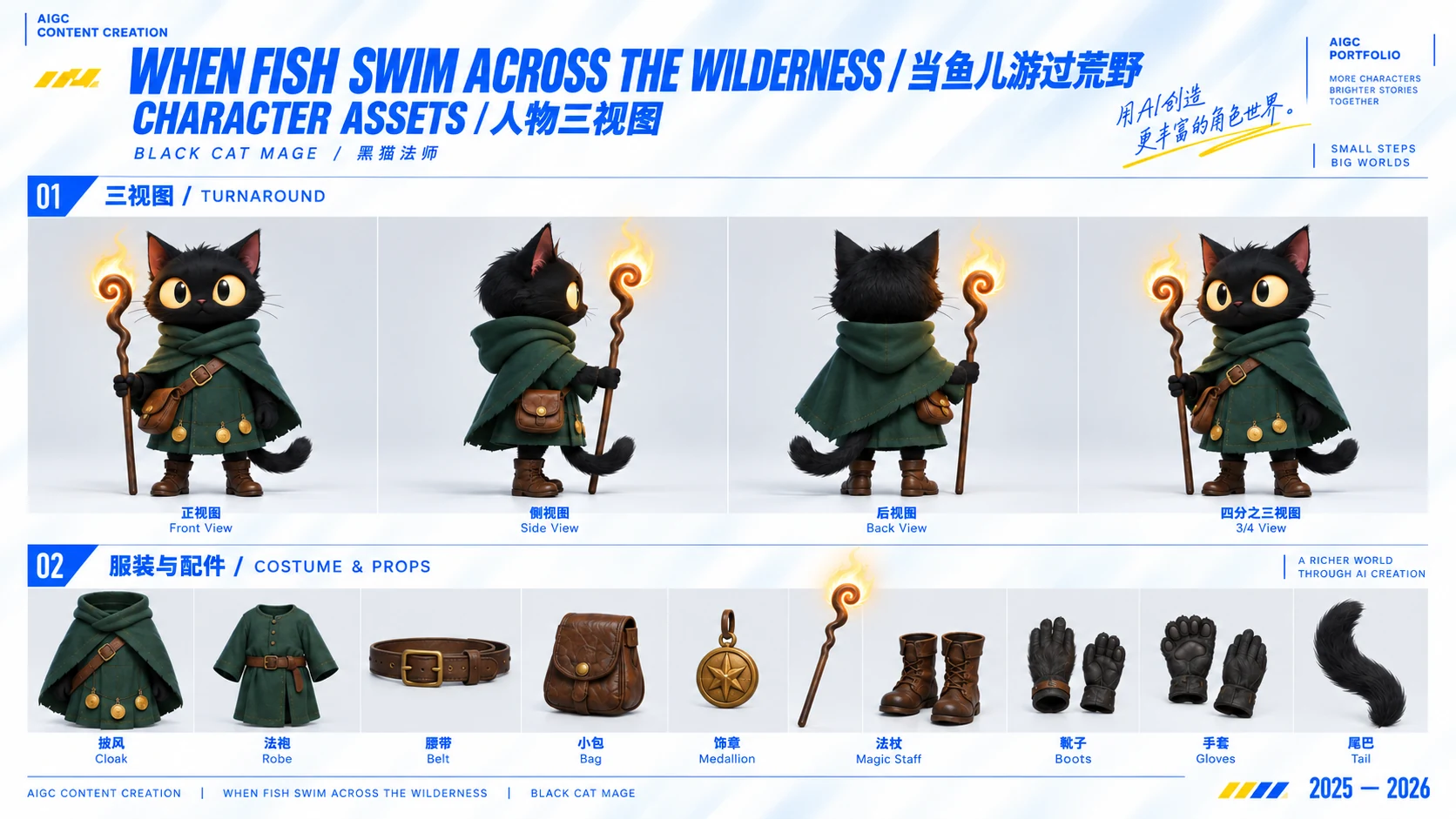当鱼儿游过荒野黑猫法师角色资产